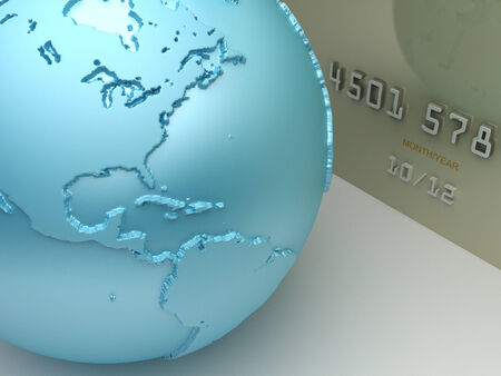 Payment concept. Credit card with a world map.の写真素材