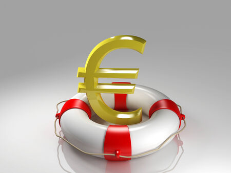 Euro sign in the lifebuoyの写真素材