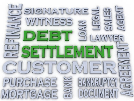 3d image Debt settlement  issues concept word cloud backgroundの写真素材