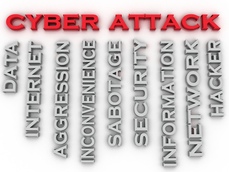 3d image Cyber attack issues concept word cloud backgroundの写真素材