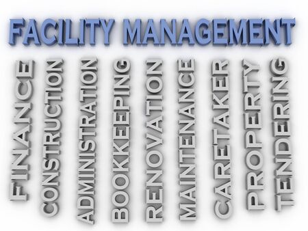 3d image Facility management concept word cloud backgroundの写真素材