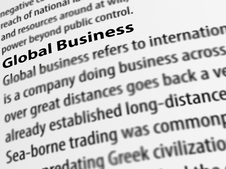 3d, definition of the word Global Business on white paper.の写真素材