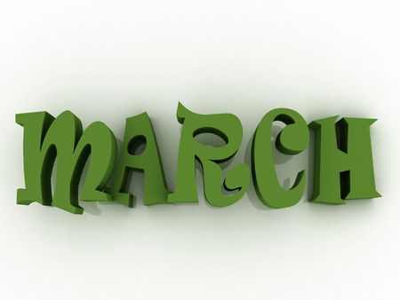 March sign with colour. 3d paper illustration.の写真素材