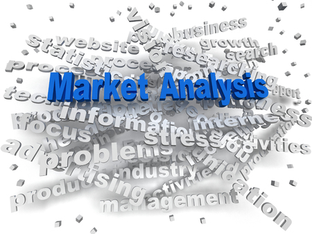 3d image Market Analysis word cloud conceptの写真素材