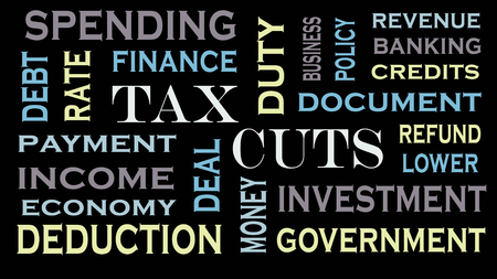 Tax cuts word cloud, text design. Business and financial conceptの写真素材