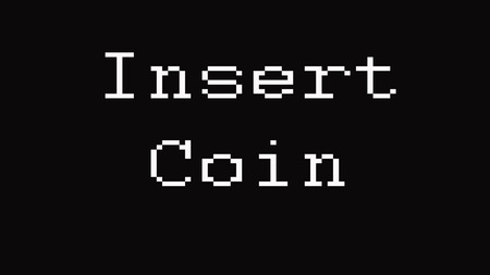 Insert Coin Classic Arcade. Game Over in text titles.の写真素材