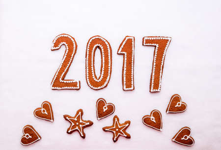 Christmas background with cookies in 2017.の写真素材