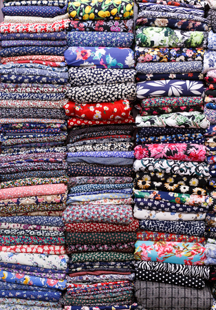 Colorful textile in the shop.の写真素材