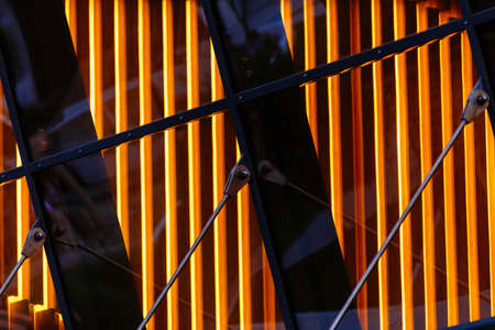 Abstract modern architecture construction. Steel and wood.