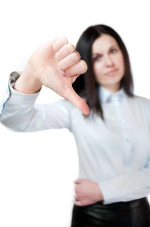Thumbs down isolated on a white background.
