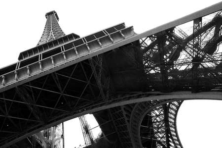 vintage image close view low angle eiffel towerの写真素材
