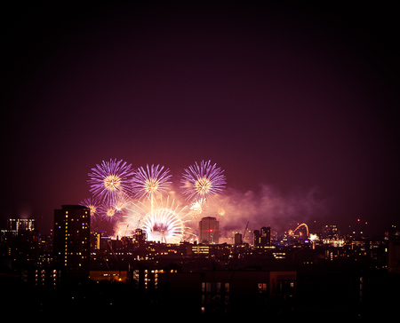 Beautiful fireworks above London. New Years Eve, view from Greenwich Point Hillのeditorial素材