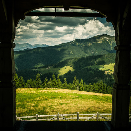 A beautiful mountain landscape in Carpathian mountainsの写真素材