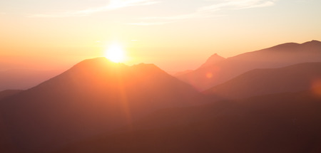A beautiful perspective view above mountains with a gradientの写真素材