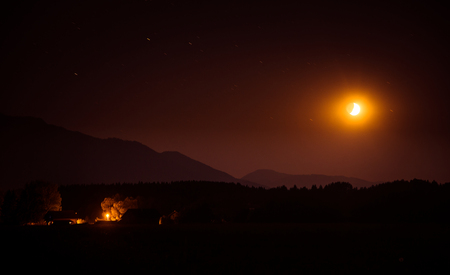 A beautiful moon above the Tatra mountains in Slovakia