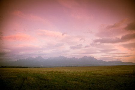 A beautiful Slovakian landscape with Tatra mountains in backgroundの写真素材