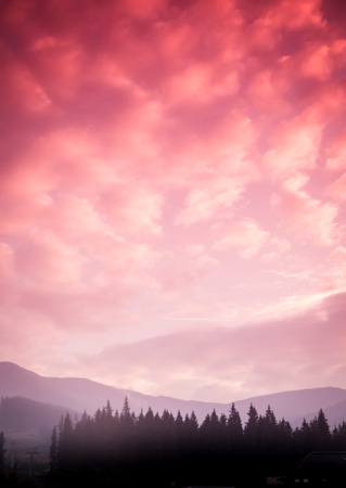 A beautiful colorful sunset in Tatra mountains. Decorative lookの写真素材