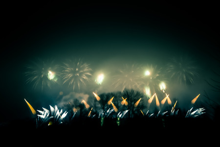 Abstract style colorful photo of fireworks. Artistic, blurry, colorful look.