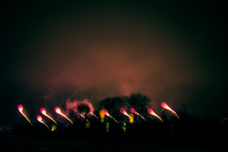Abstract style colorful photo of fireworks. Artistic, blurry, colorful look.