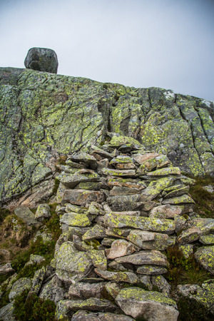 A beautiful rock formations in the mountains of Folgefonna national park in Norway. Autumn landscape with a rocks.の写真素材
