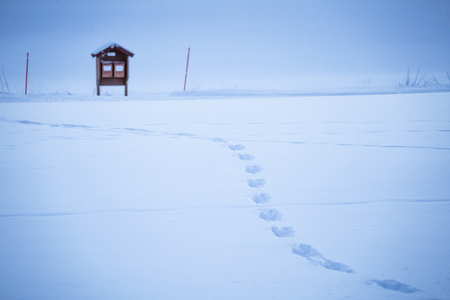 A beautiful winter landscape in Norway. Snowy scenery. Scandinavian winter.の写真素材