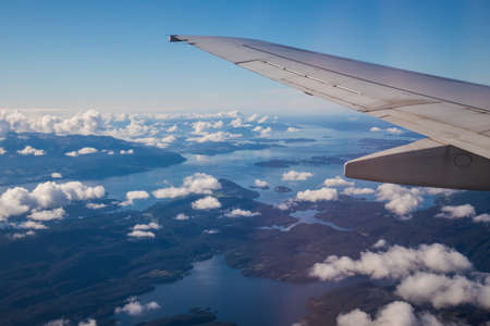 A beautiful viewa from abowe from the airplane window over the Norway. Travel photography of...