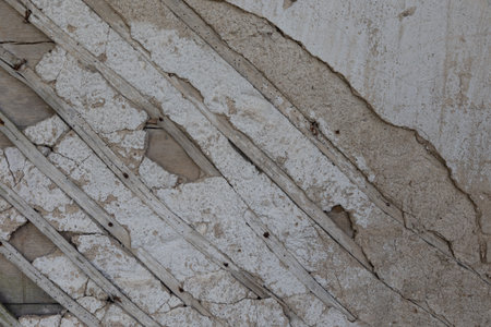 An old wall texture of abandoned house. Historical building rions in Latvia, Europe.の写真素材