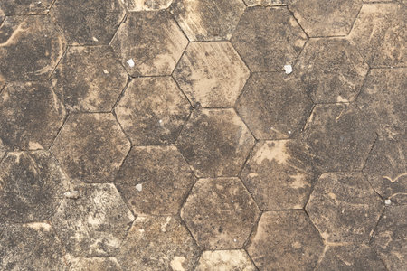 An old enamel tile wall texture. Cracked, abandoned building wall from Soviet times in Latvia, Europe.の写真素材