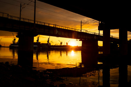 Beautiful sunset over Riga, Latvia.の写真素材