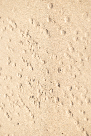 Beautiful sand patterns at the beach of Baltic Sea. Sunny day scenery of Latvia coastline.