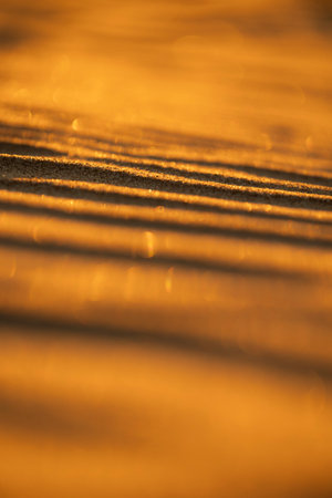 Beautiful sand patterns at the beach of Baltic Sea. Sunny summer evening.の写真素材