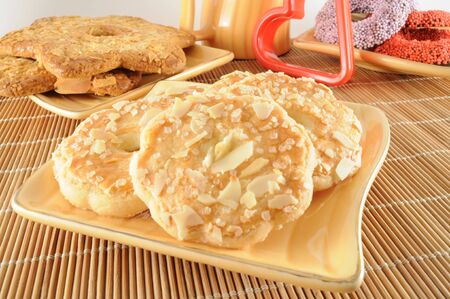 Close up of almond cookiesの写真素材