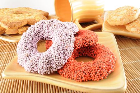 Close up of colorful cookiesの写真素材