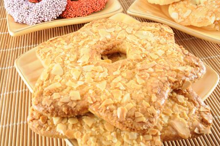 Close up of almond cookiesの写真素材