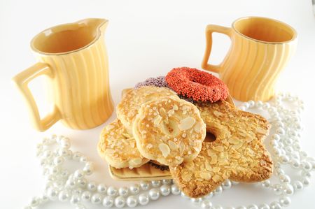 Close up of different sort of home made cookiesの写真素材