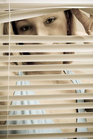 portrait of an attractive beautiful blond woman smilingの写真素材