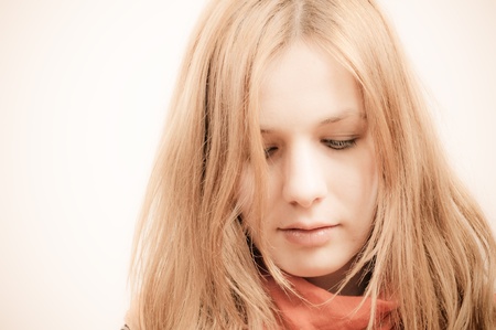 portrait of an attractive beautiful blond woman smilingの写真素材