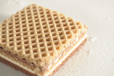 Square Waffle Filled with Chocolateの写真素材