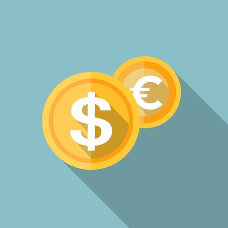 Coins flat icon, design element for mobile and web applications, eps 10のイラスト素材