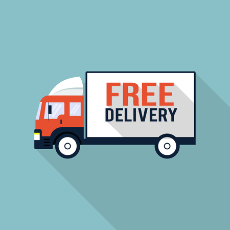 Free delivery truck, design element for mobile and web applications, eps 10のイラスト素材