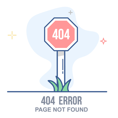 Error 404 page linear illustration. Page not found message.のイラスト素材