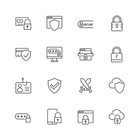 Set of security and protection  line icons.のイラスト素材