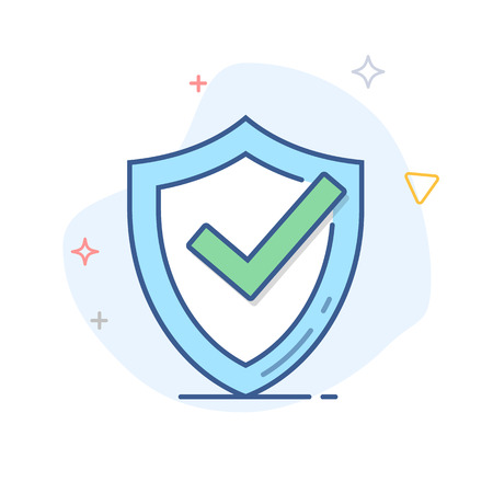 Vector shield with check mark line iconのイラスト素材