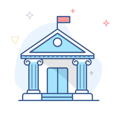 Bank, Institution Building Vector Linear Iconのイラスト素材