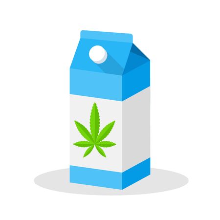 Hemp Milk carton box flat icon.のイラスト素材