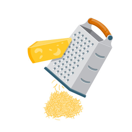 Box grater vector flat icon. Grated parmesan cheese flat illustration.のイラスト素材