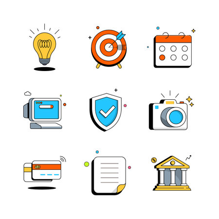 Retro vector icon set. Vintage spot illustration.のイラスト素材