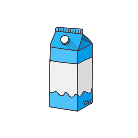 Milk carton hand drawn illustration. Doodle vector cardboard bottle of dairy product icon.のイラスト素材
