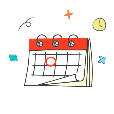 Hand drawn illustration of calendar. Timetable doodle vector icon.のイラスト素材