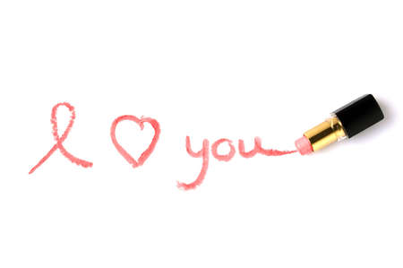 love message writing by lipstickの写真素材